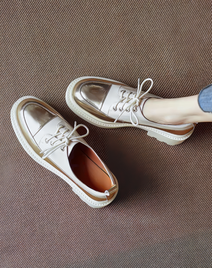 ♀本革／Glossy Bicolor Oxford Shoes