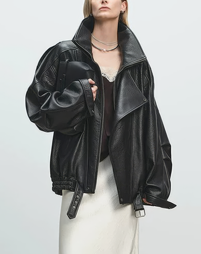 ♀本革／Oversized Real Leather Jacket