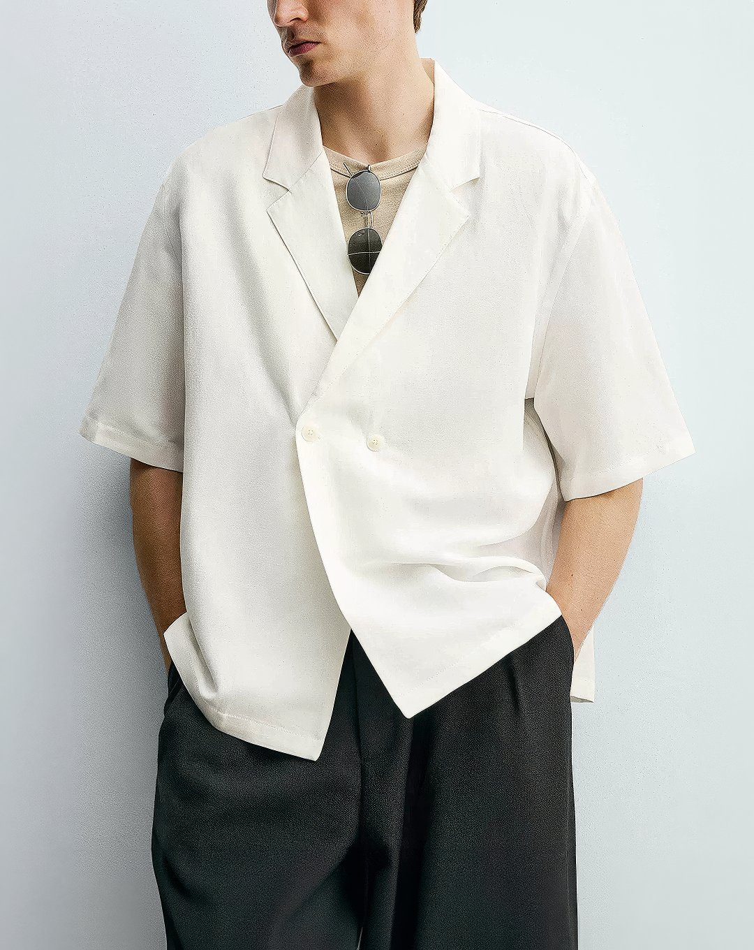 ♂Linen Blend Double Shirt