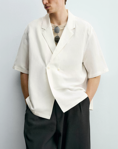 ♂Linen Blend Double Shirt