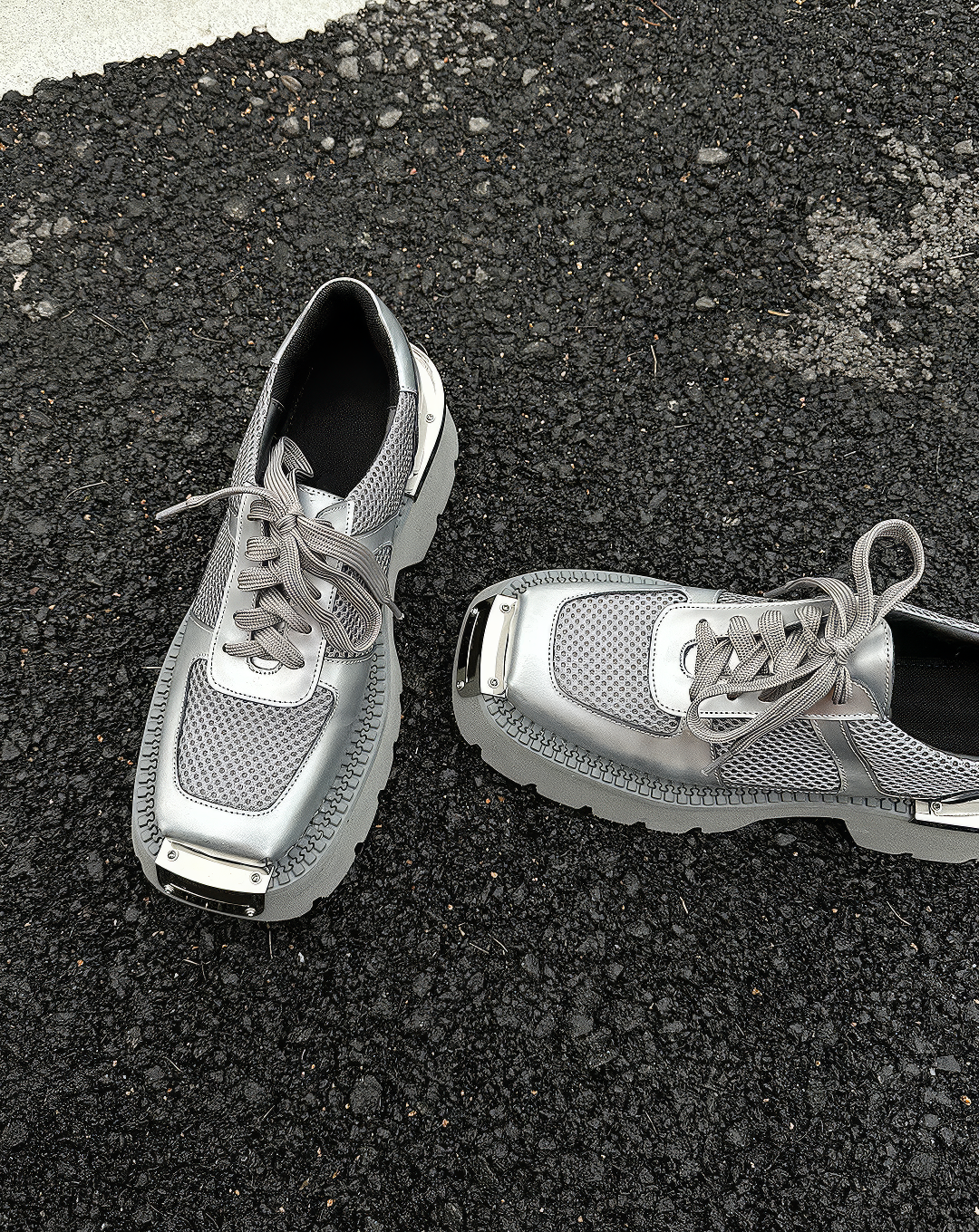 ♀Metallic Mesh Cyber Loafers
