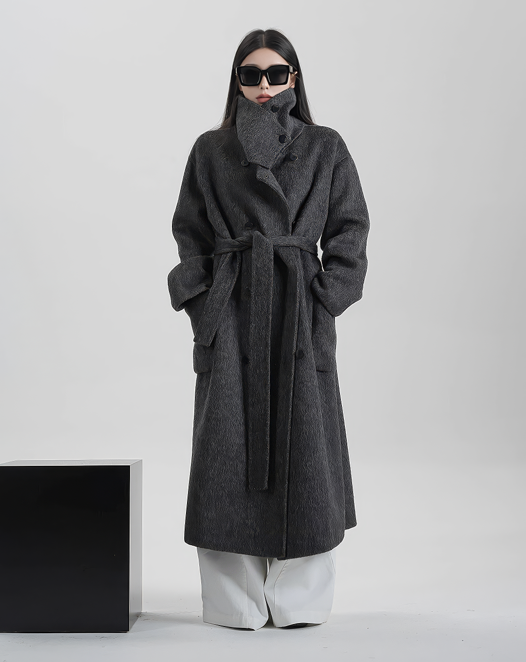 ♀100% WOOL High Neck Coat