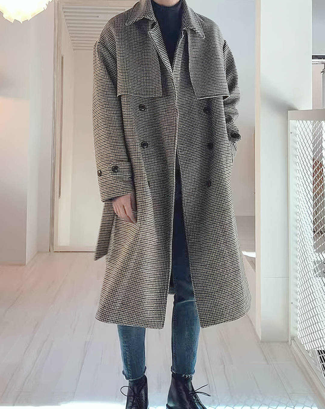 ♂Check Pattern Trench Coat