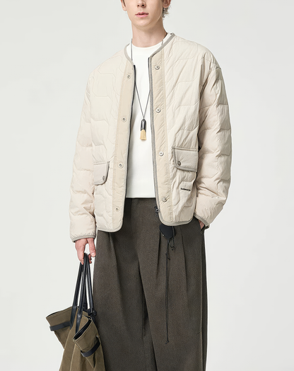 ♂Collarless Quilted Down Jacket
