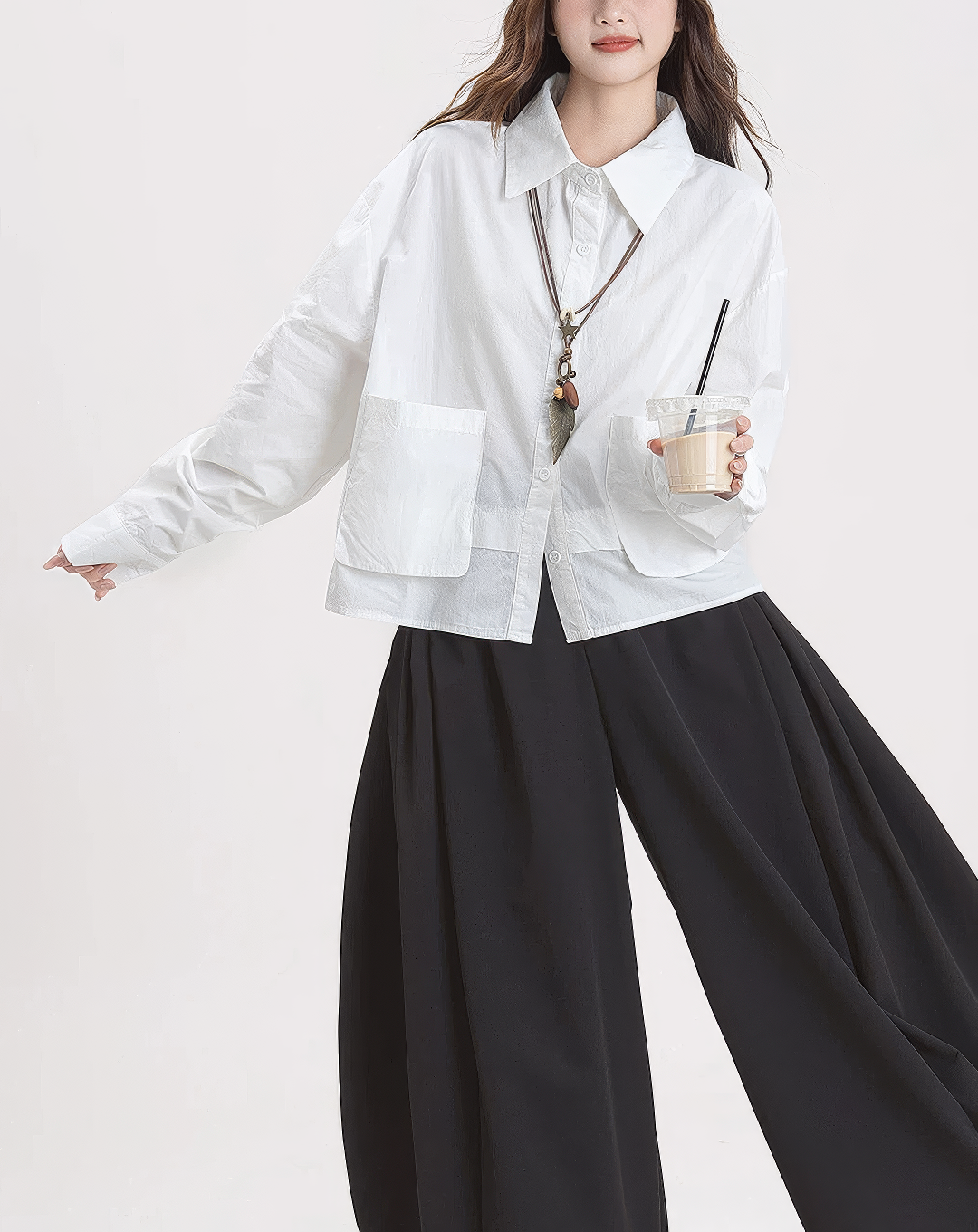 ♀Airy Double Pocket Shirt
