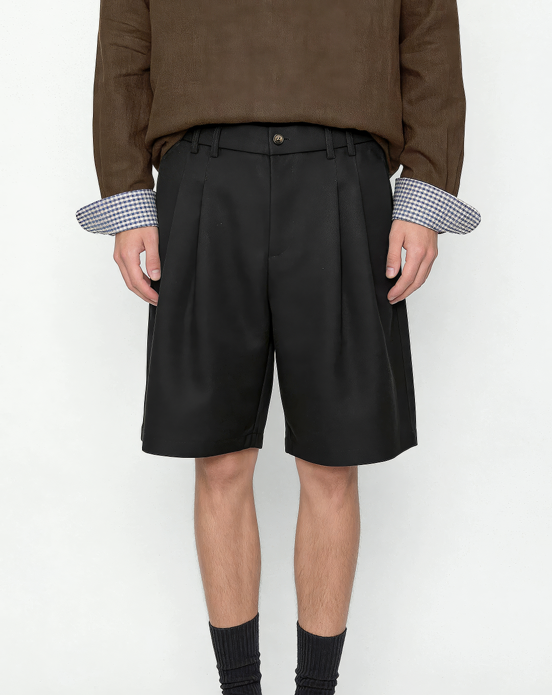 ♂♀Pleated Wide Half Shorts
