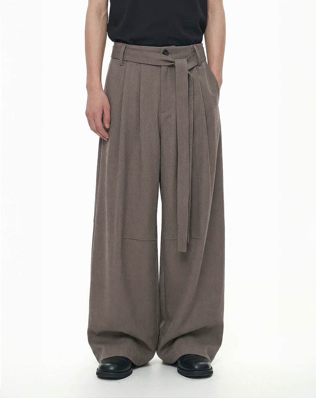 ♂♀Tie Belt Wide Trousers