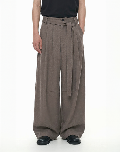 ♂♀Tie Belt Wide Trousers