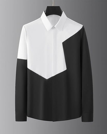 ♂Asymmetric Color Block Shirt