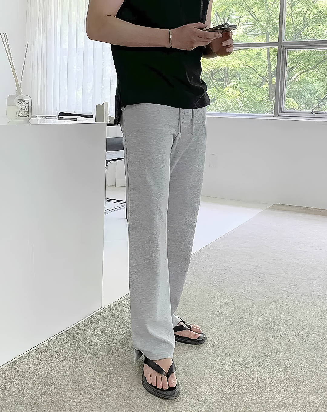 ♂Straight Fit Drawstring Pants