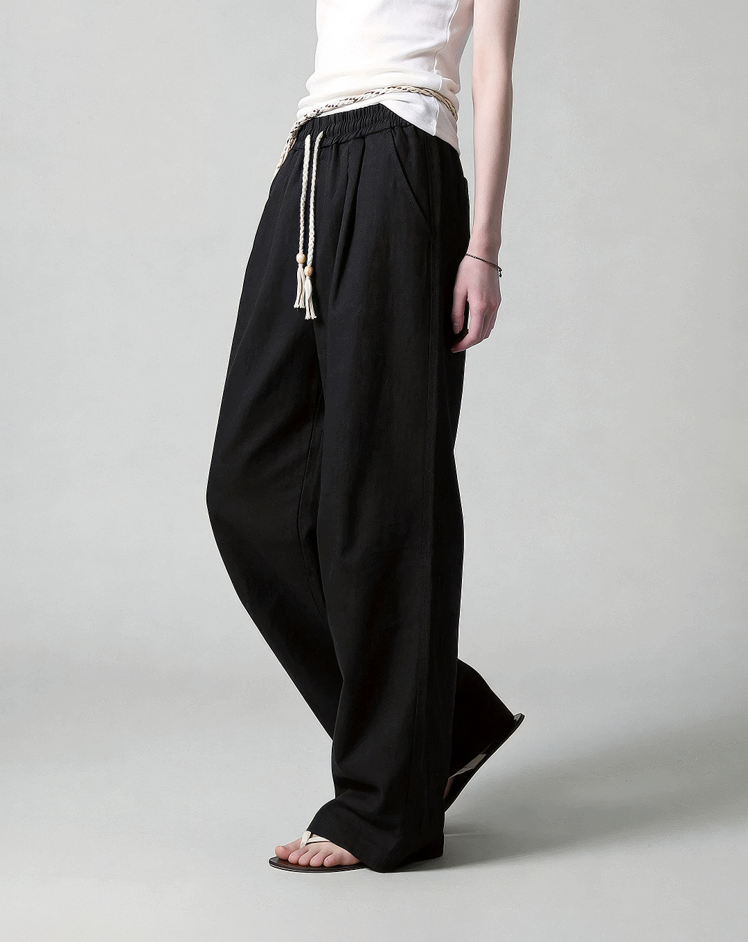 ♂♀Rope Drawstring Wide Pants