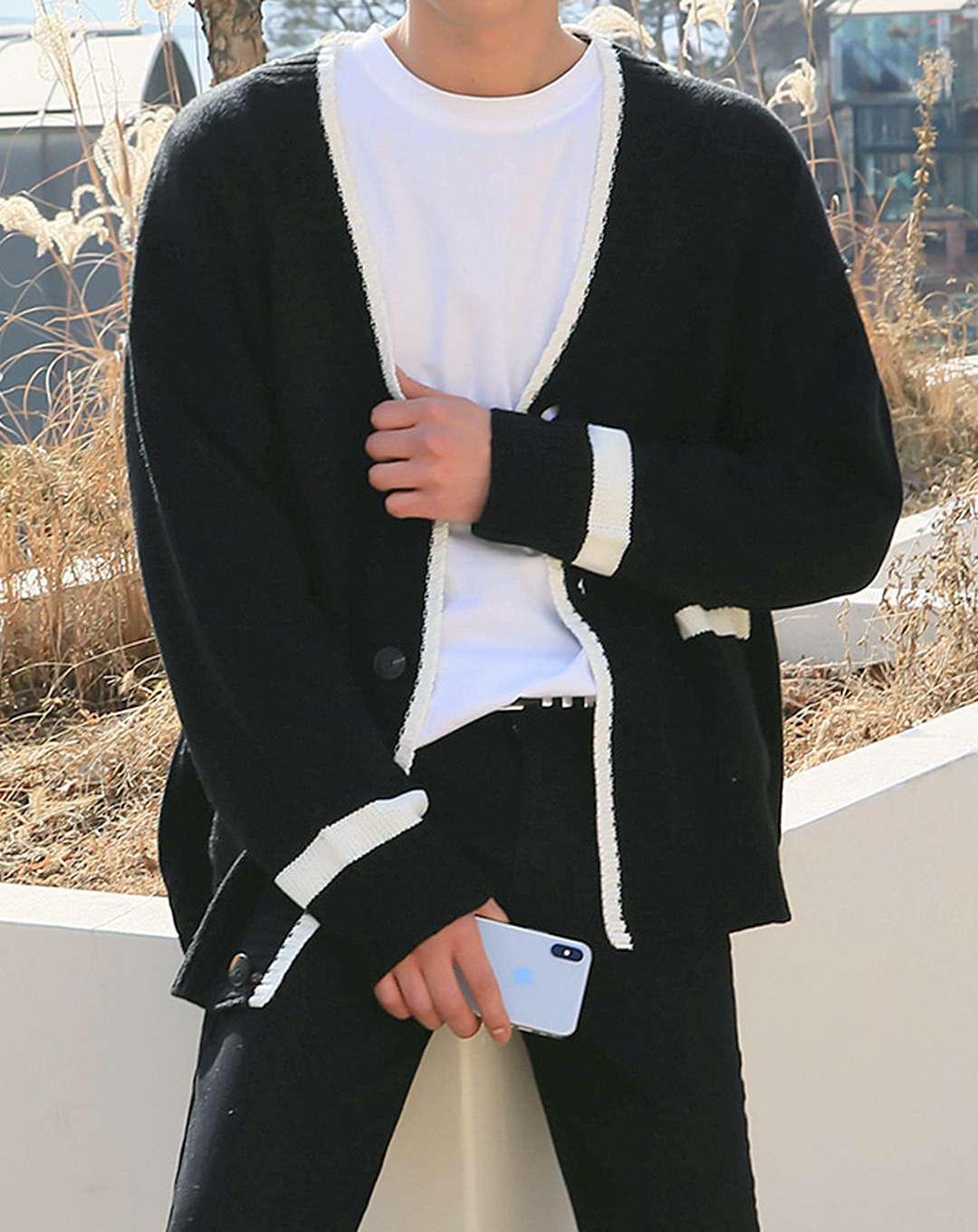 ♂Monochrome Knit Cardigan