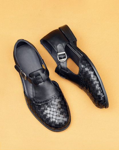 ♂本革／Woven Leather Strap Sandals