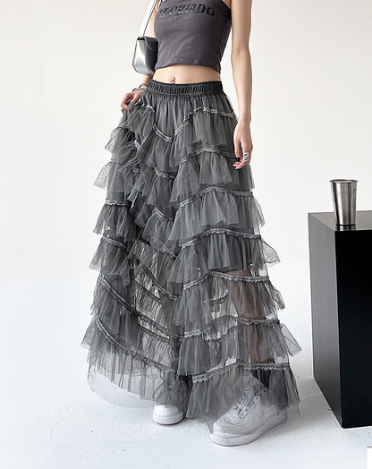 ♀Tiered Tulle Skirt