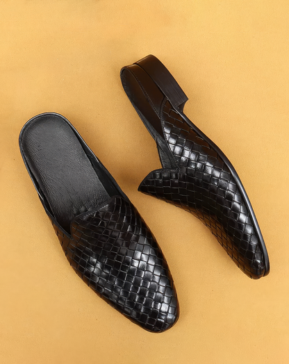 ♂本革／Woven Leather Mule Shoes