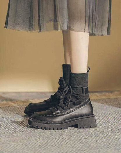 ♀Lace-Up Socks Boots