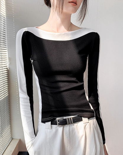 ♀Bold Contrast Line Shirt