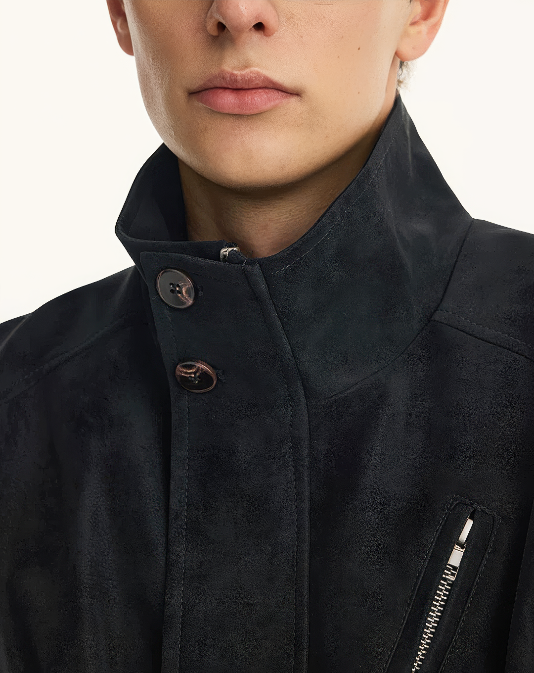 ♂♀Slant Zip Leather Jacket