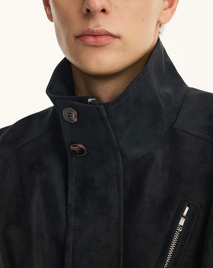 ♂♀Slant Zip Leather Jacket