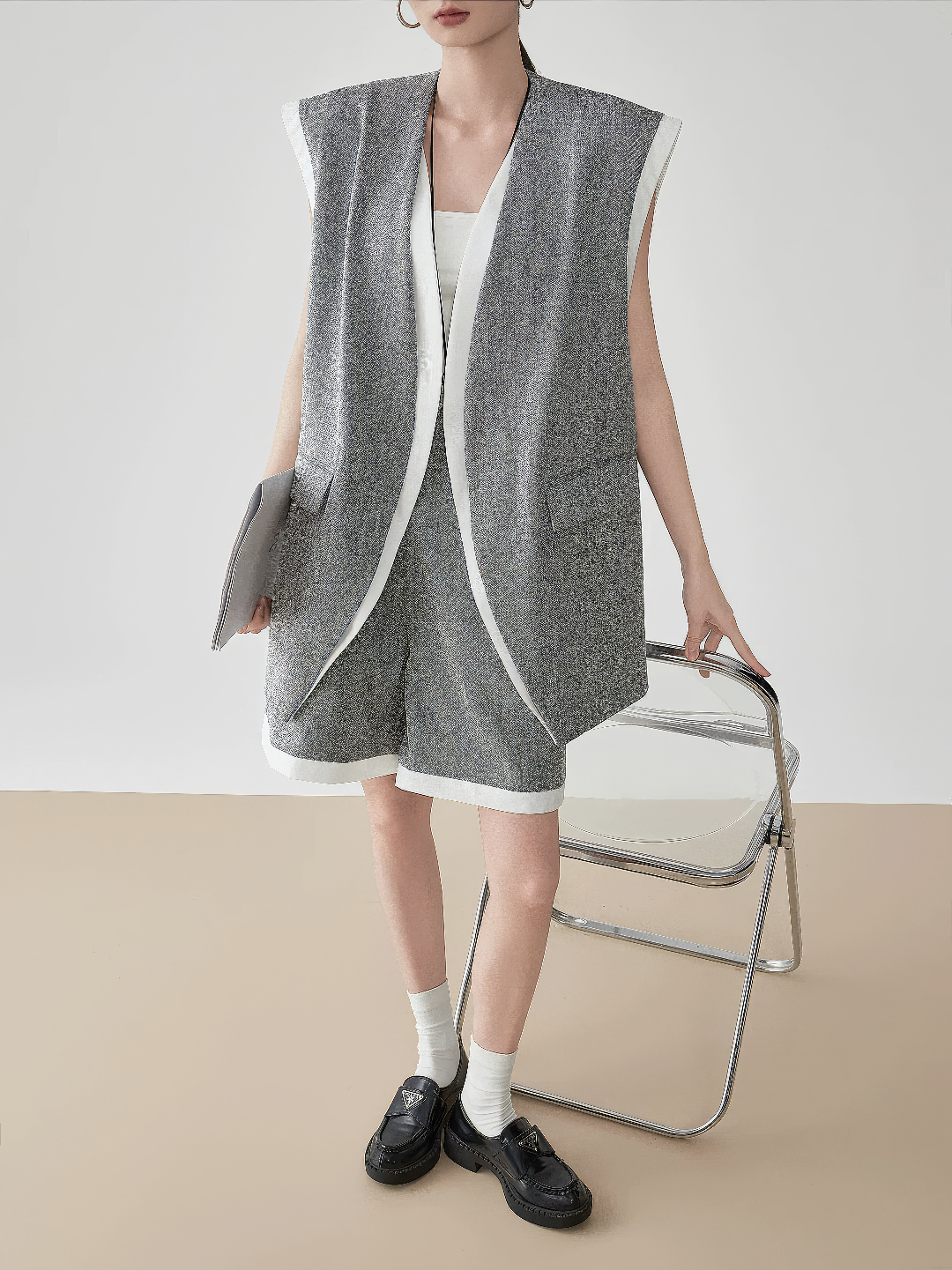 ♀Bi-Color Vest & Shorts Set