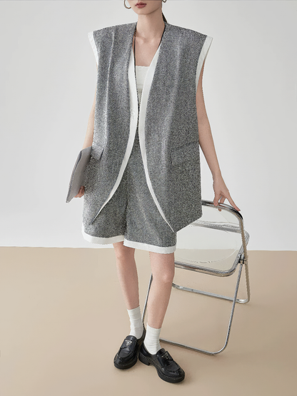 ♀Bi-Color Vest & Shorts Set
