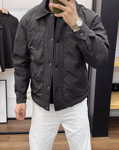 ♂Textured Quilt Collar Jacket