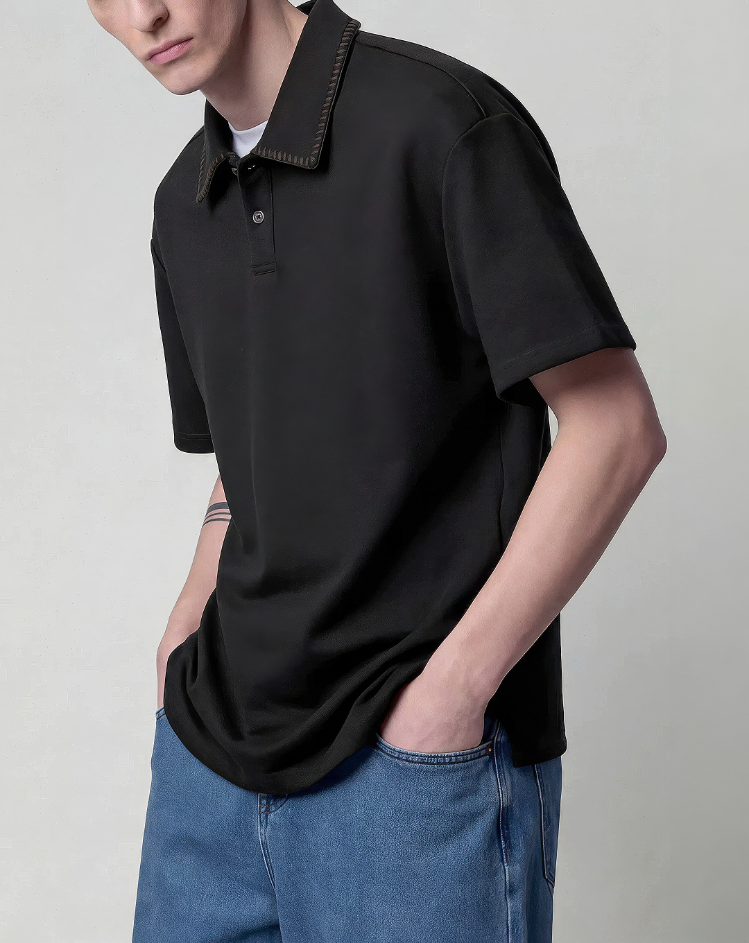 ♂♀Contrast Stitch Polo Shirt