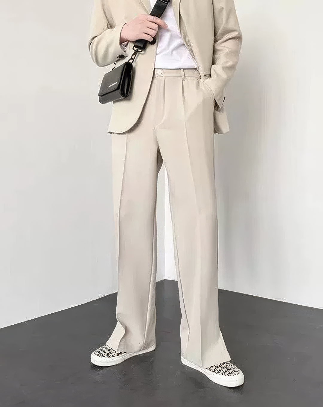 ♂Side Slit Straight Slacks