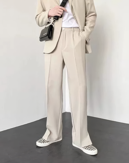 ♂Side Slit Straight Slacks