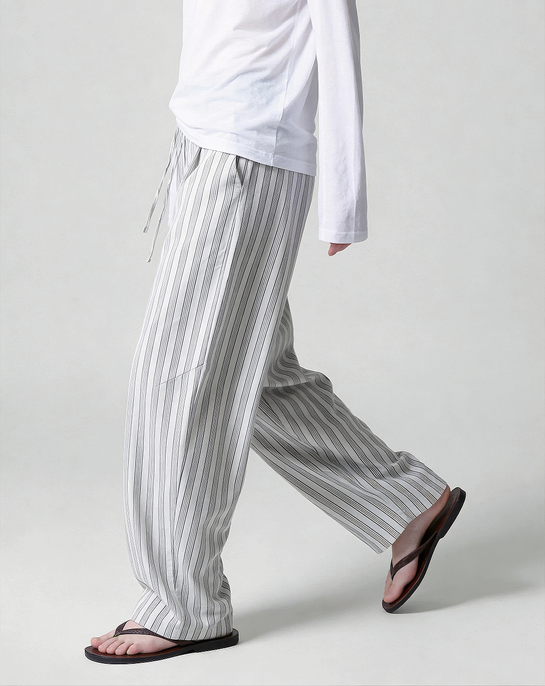 ♂♀Drawstring Stripe Easy Pants