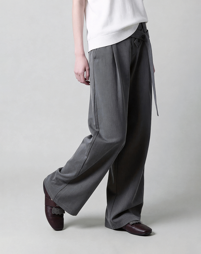 ♂♀Button Belted Wide Pants