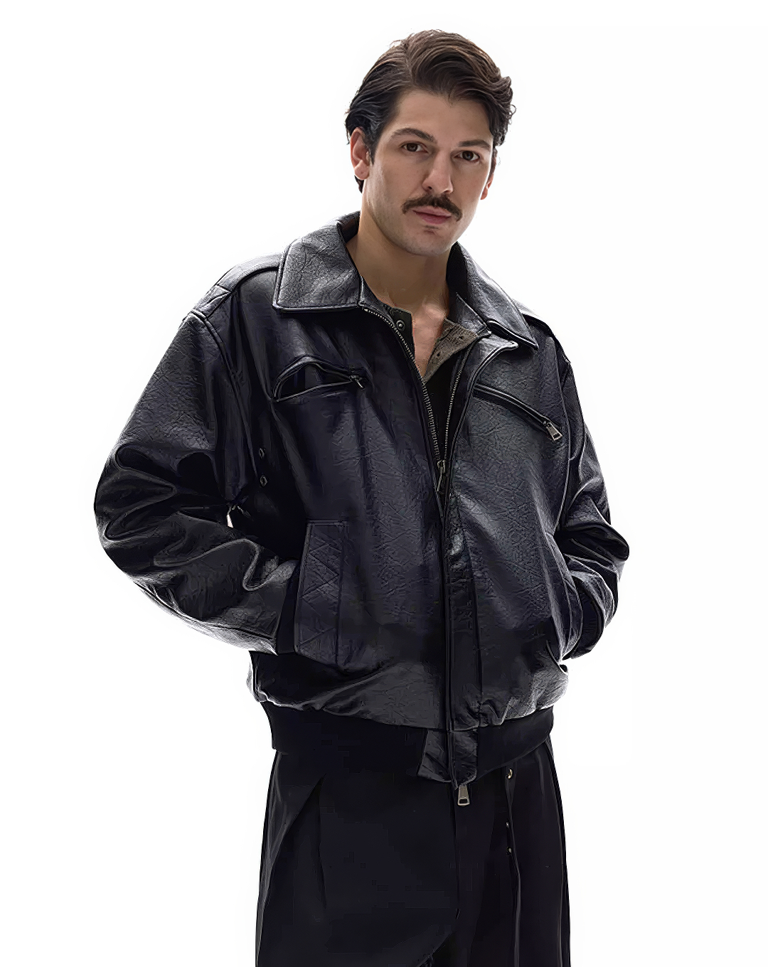 ♂Oversized Leather Moto Jacket