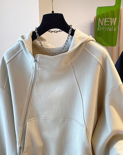 ♀Diagonal Zip Hoodie