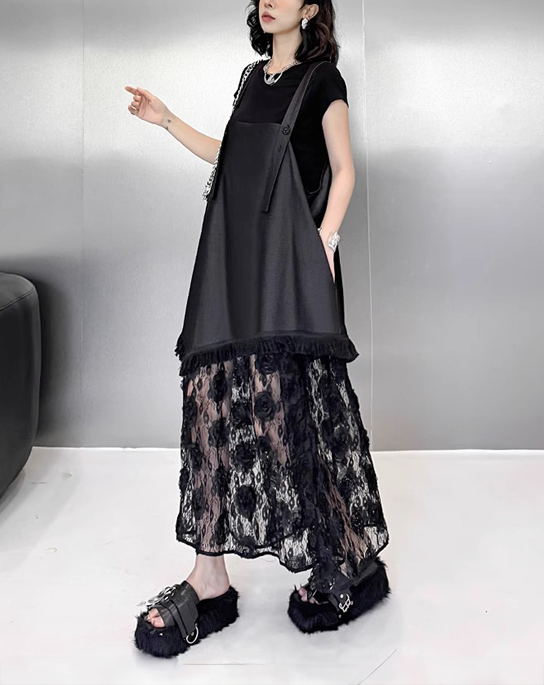 ♀Floral Lace Docking Dress