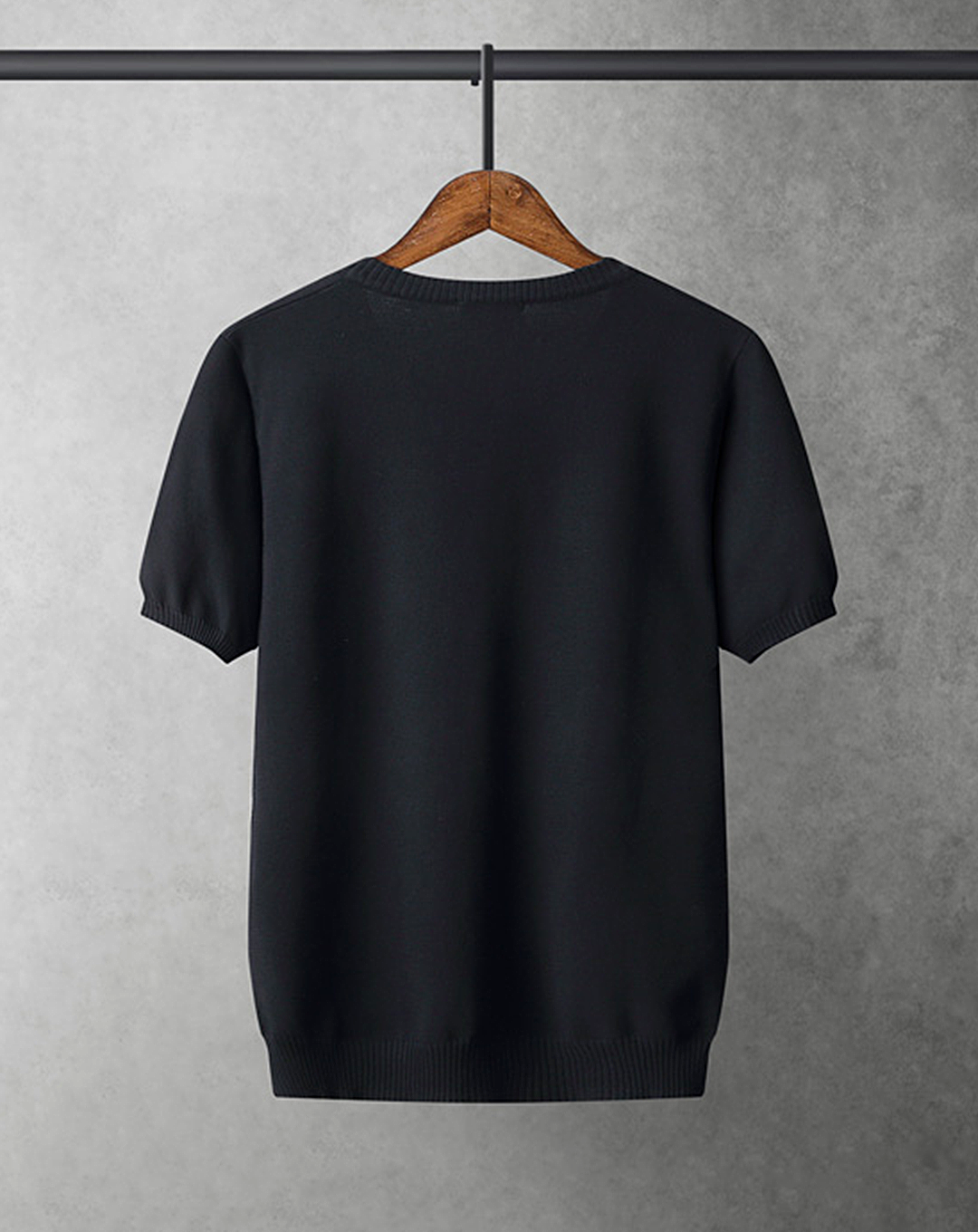 ♂V-Neck Ribbed Hem T-Shirt