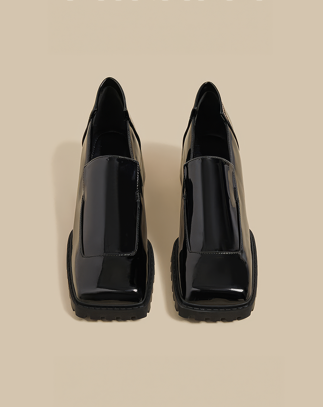 ♀Glossy Square Toe Loafers