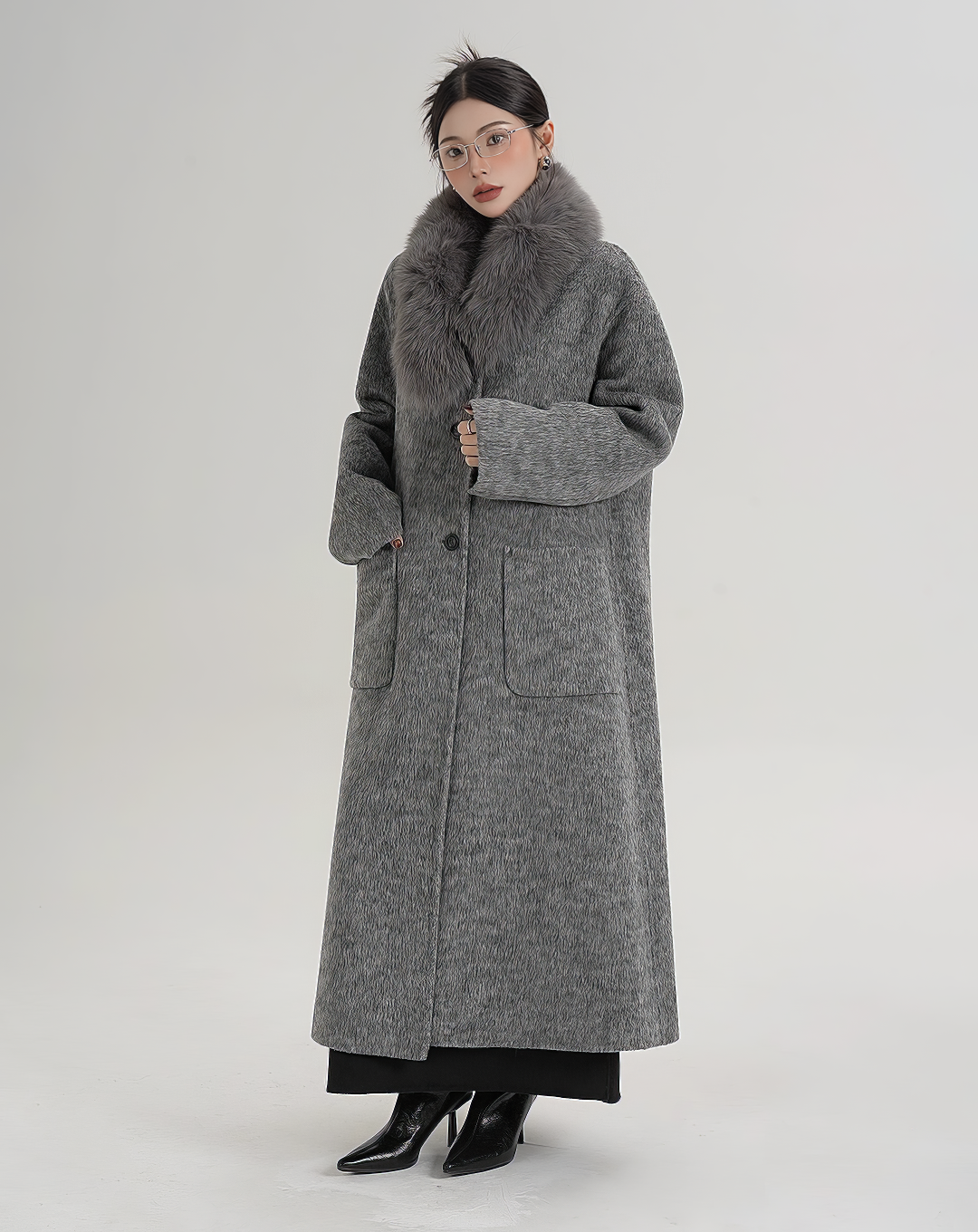 ♀Detachable Fur Collar Coat