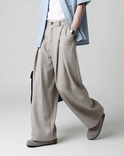 ♂♀Pinstripe Wrap Wide Pants