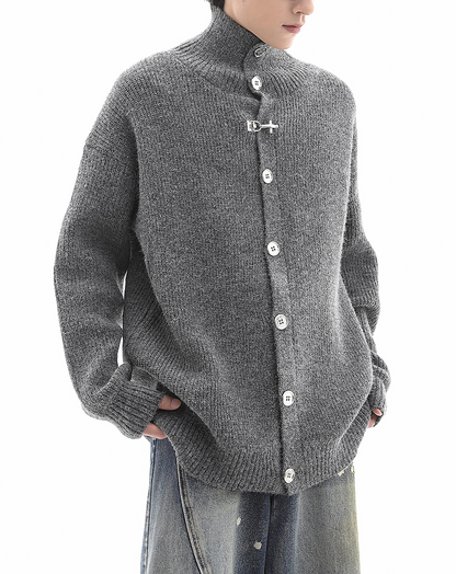 ♂High Neck Button Cardigan