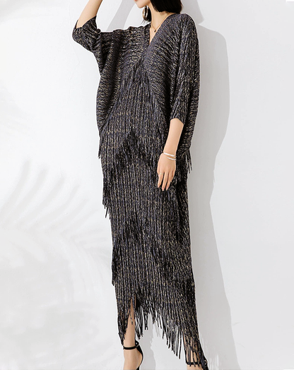 ♀Fringe V-Neck Dress