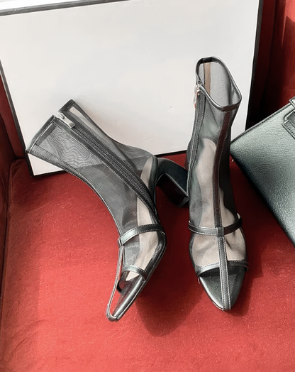 ♀Sheer Mesh Boots Sandals