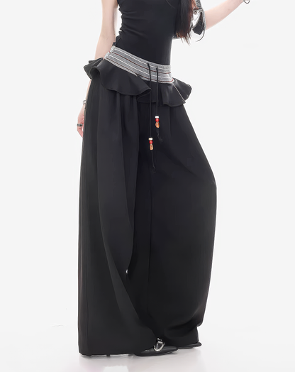 ♀Frilled Waist Wide Pants