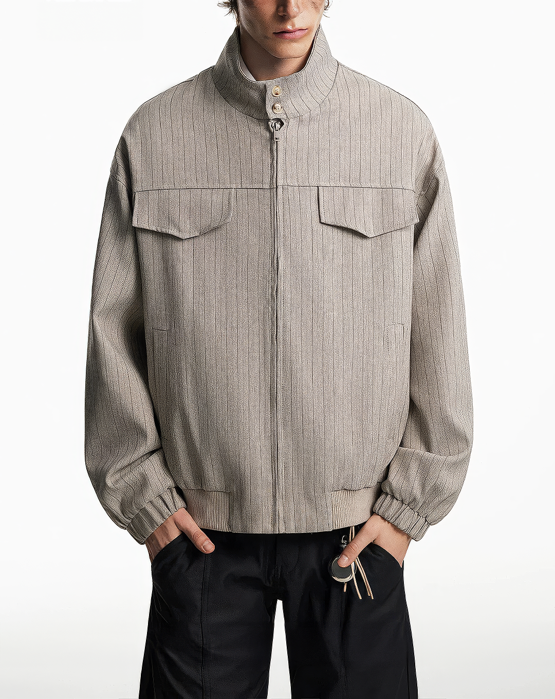♂♀Pinstripe Flap Pocket Jacket