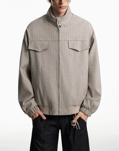♂♀Pinstripe Flap Pocket Jacket