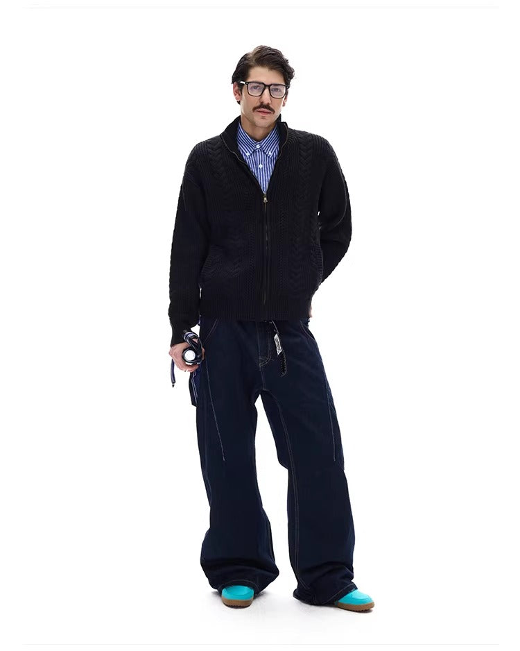 ♂Cable Knit Zip Cardigan