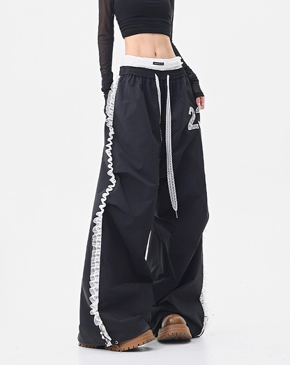 ♀Lace Trim Sporty Pants