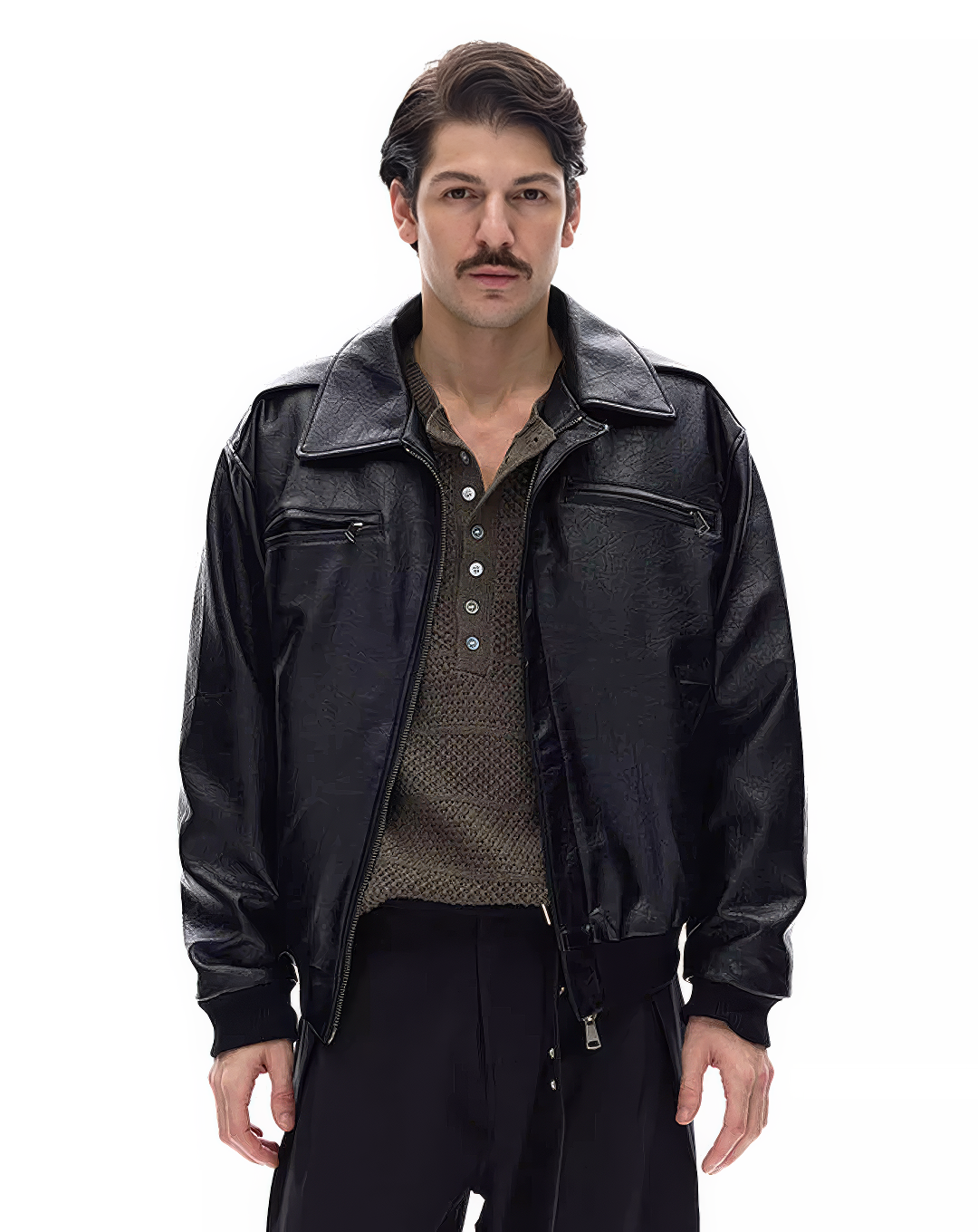 ♂Oversized Leather Moto Jacket