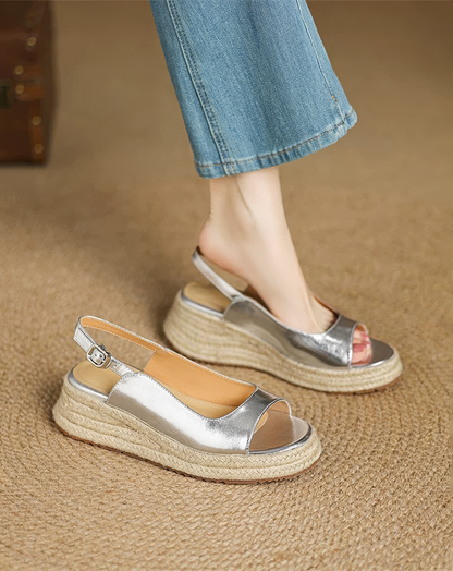 ♀本革／Jute Sole Slingback Sandals