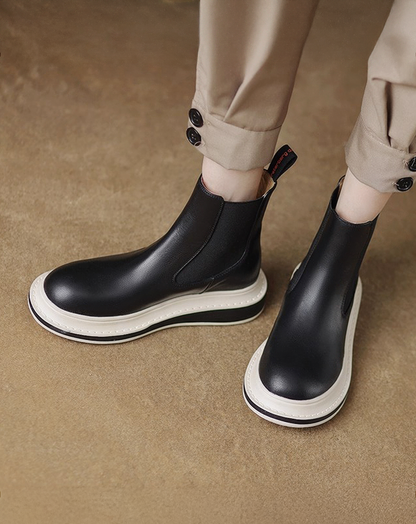 ♀本革／Bold Sole Chelsea Boots