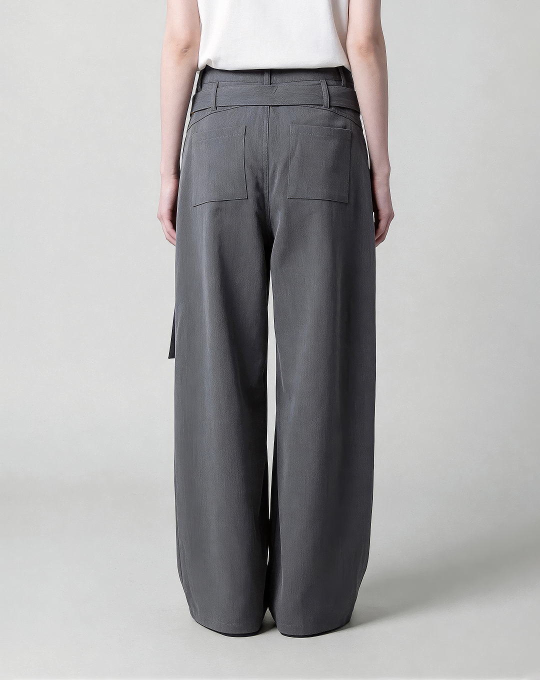 ♂♀Button Belted Wide Pants